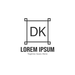 Initial DK logo template with modern frame. Minimalist DK letter logo vector illustration