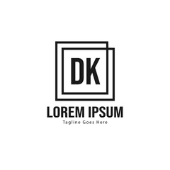 Initial DK logo template with modern frame. Minimalist DK letter logo vector illustration
