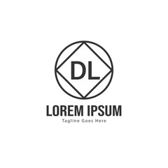 Initial DL logo template with modern frame. Minimalist DL letter logo vector illustration