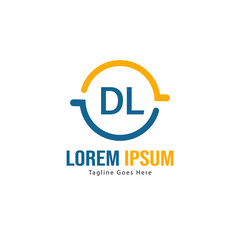 Initial DL logo template with modern frame. Minimalist DL letter logo vector illustration