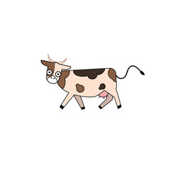 Cute cartoon cow funny illustration,  isolated on white background.