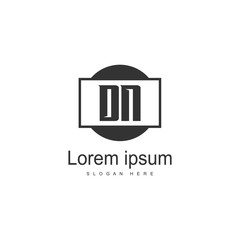 Initial DN logo template with modern frame. Minimalist DN letter logo vector illustration