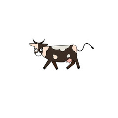 Cute cartoon cow funny illustration,  isolated on white background.