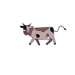 Cute cartoon cow funny illustration,  isolated on white background.