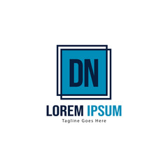 Initial DN logo template with modern frame. Minimalist DN letter logo vector illustration
