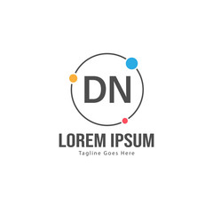 Initial DN logo template with modern frame. Minimalist DN letter logo vector illustration