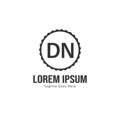 Initial DN logo template with modern frame. Minimalist DN letter logo vector illustration