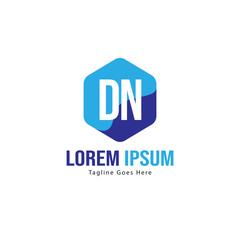 Initial DN logo template with modern frame. Minimalist DN letter logo vector illustration