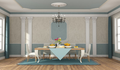 Classic dininig room with elegant table set and chairs