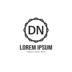 Initial DN logo template with modern frame. Minimalist DN letter logo vector illustration