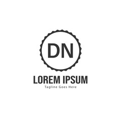 Initial DN logo template with modern frame. Minimalist DN letter logo vector illustration