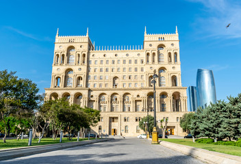 Fototapeta na wymiar Baku, Azerbaijan - May 22, 2019: Government`s House on Freedom square