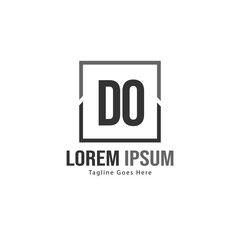 Initial DO logo template with modern frame. Minimalist DO letter logo vector illustration