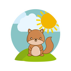 cute chipmunk animal in landscape natural