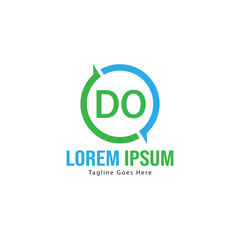 Initial DO logo template with modern frame. Minimalist DO letter logo vector illustration