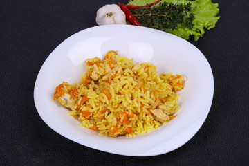 Traditional Pilaf with chicken and carrot