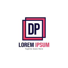 Fototapeta premium Initial DP logo template with modern frame. Minimalist DP letter logo vector illustration