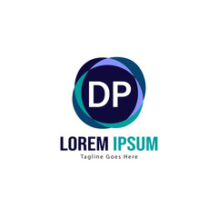 Initial DP logo template with modern frame. Minimalist DP letter logo vector illustration