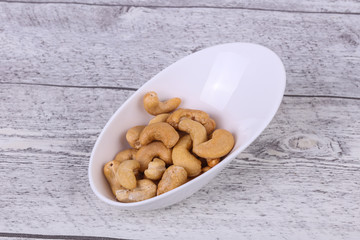Cashew nuts heap in the bowl