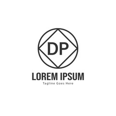 Initial DP logo template with modern frame. Minimalist DP letter logo vector illustration