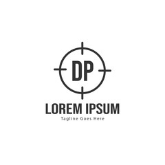 Initial DP logo template with modern frame. Minimalist DP letter logo vector illustration