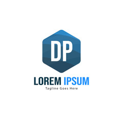 Initial DP logo template with modern frame. Minimalist DP letter logo vector illustration