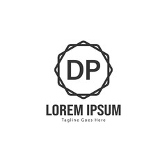 Initial DP logo template with modern frame. Minimalist DP letter logo vector illustration