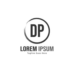 Initial DP logo template with modern frame. Minimalist DP letter logo vector illustration