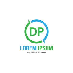 Initial DP logo template with modern frame. Minimalist DP letter logo vector illustration