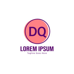 Initial DQ logo template with modern frame. Minimalist DQ letter logo vector illustration