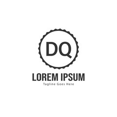 Initial DQ logo template with modern frame. Minimalist DQ letter logo vector illustration