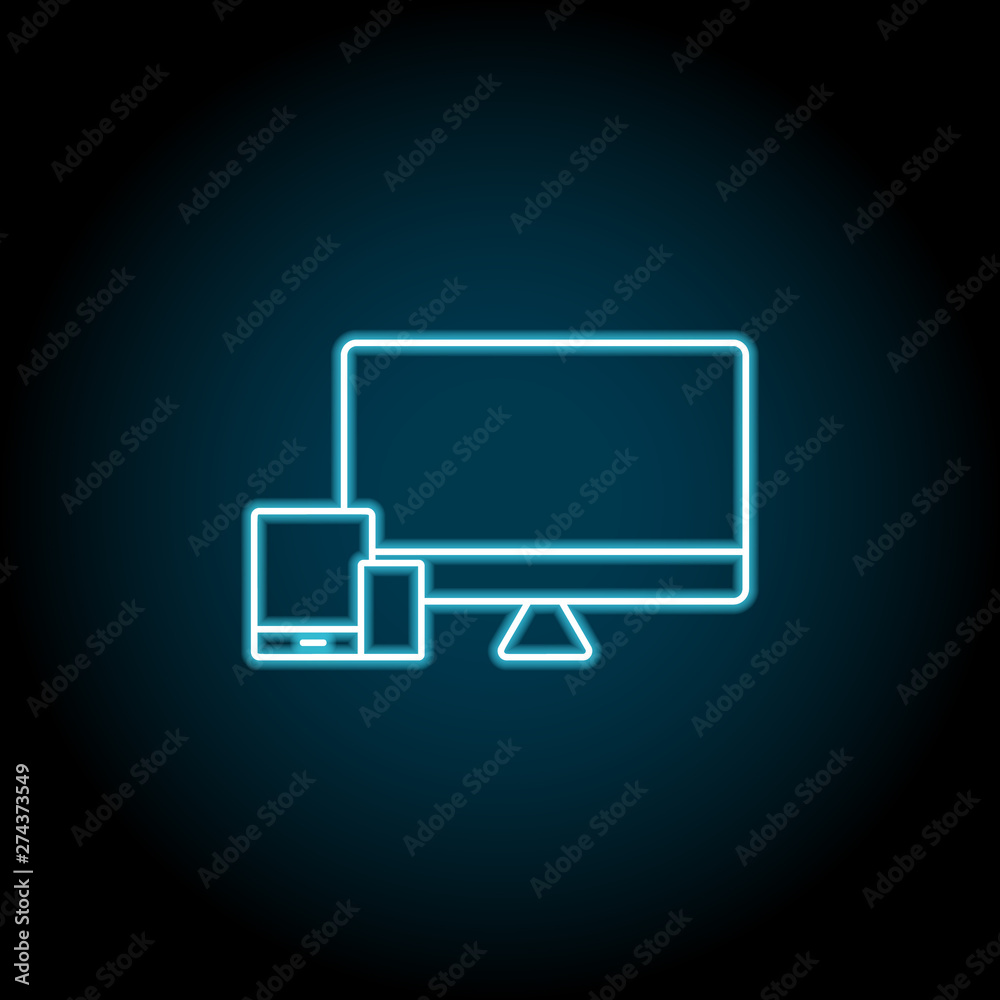 Poster adaptive ,design neon icon. simple thin line, outline vector of web design development icons for ui 