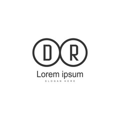 Initial DR logo template with modern frame. Minimalist DR letter logo vector illustration