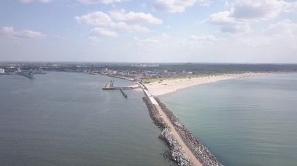 Harbor Ventspils Latvia Aerial view of countryside drone top view 4K UHD video