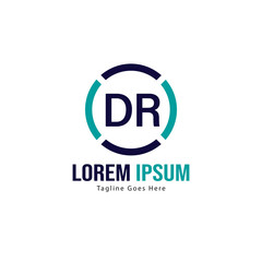 Initial DR logo template with modern frame. Minimalist DR letter logo vector illustration
