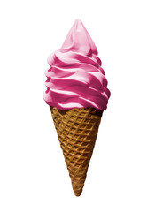 strawberry flavored ice cream cone, isolated on white background