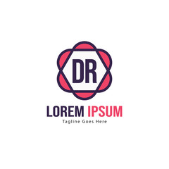 Initial DR logo template with modern frame. Minimalist DR letter logo vector illustration
