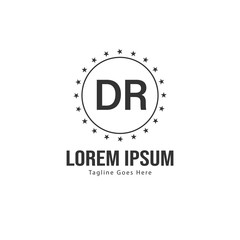 Initial DR logo template with modern frame. Minimalist DR letter logo vector illustration