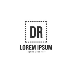 Initial DR logo template with modern frame. Minimalist DR letter logo vector illustration