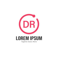 Initial DR logo template with modern frame. Minimalist DR letter logo vector illustration