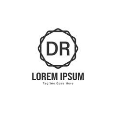 Initial DR logo template with modern frame. Minimalist DR letter logo vector illustration