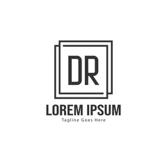 Initial DR logo template with modern frame. Minimalist DR letter logo vector illustration