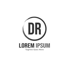 Initial DR logo template with modern frame. Minimalist DR letter logo vector illustration