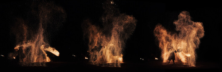 extreme and dangerous the art of fireshow.fire dancing show.