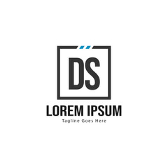 Initial DS logo template with modern frame. Minimalist DS letter logo vector illustration