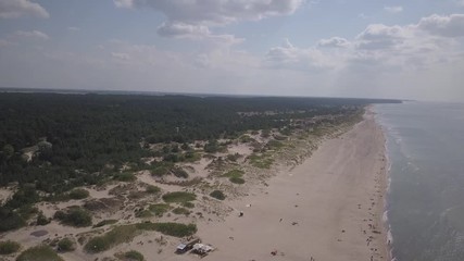 Baltic Sea coast beach Ventspils Kurzeme aerial drone top view 4K UHD video
