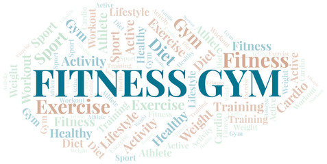 Obraz premium Fitness Gym word cloud. Wordcloud made with text only.