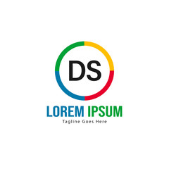 Initial DS logo template with modern frame. Minimalist DS letter logo vector illustration