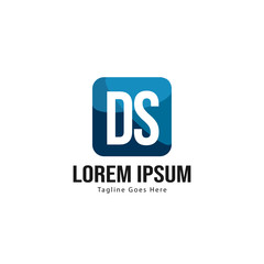 Initial DS logo template with modern frame. Minimalist DS letter logo vector illustration