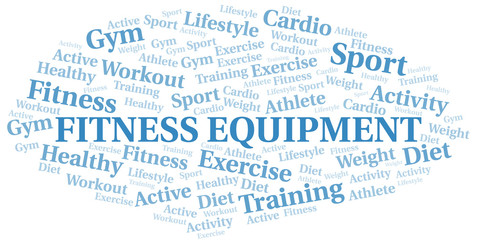 Fototapeta premium Fitness Equipment word cloud. Wordcloud made with text only.